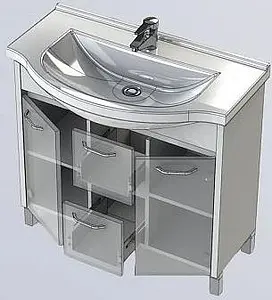 Тумба-умывальник напольная Aquanet Донна 90 дуб белый 00169181+00168865, 4