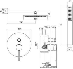 Душевая система со смесителем для душа Gattoni Circle One чёрный матовый 9090/PDNO Душевая система со смесителем для душа Gattoni Circle One чёрный матовый 9090/PDNO, 2