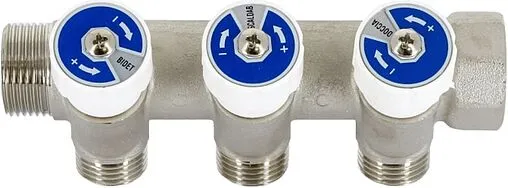 Коллектор регулирующий проходной 3 отвода ¾&quot;в/н x ½&quot;н Uni-fitt 401N3230