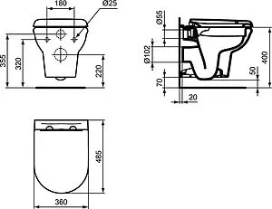 Унитаз подвесной безободковый Ideal Standard Exacto Rimless белый R002601, 2