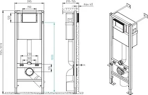 Инсталляция для подвесного унитаза Set 3 в 1 Cersanit Vector 40 64118 с кнопкой хром матовый Инсталляция для подвесного унитаза Set 3 в 1 Cersanit Vector 40 64118 с кнопкой хром матовый, 2