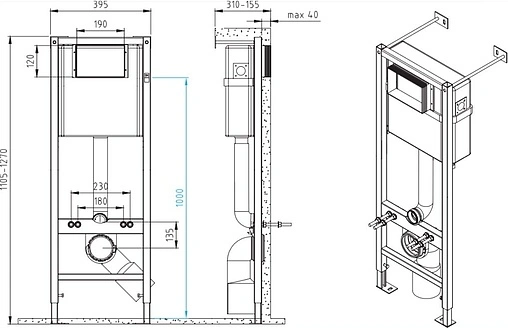 Инсталляция для подвесного унитаза Set 3 в 1 Cersanit Vector 40 64118 с кнопкой хром матовый