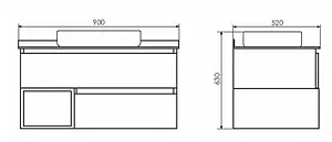 Тумба-умывальник подвесная Comforty Прага 90 дуб белый/антрацит 00-00003827CF Тумба-умывальник подвесная Comforty Прага 90 дуб белый/антрацит 00-00003827CF, 2