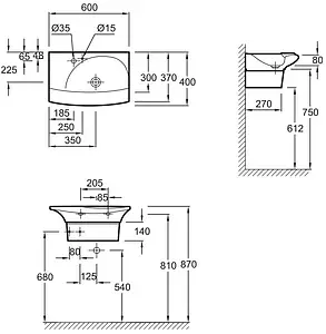 Раковина Jacob Delafon Stillness 60 L белый E1300-00, 2