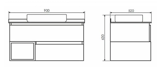 Тумба-умывальник подвесная Comforty Прага 90 дуб белый/антрацит 00-00003827CF