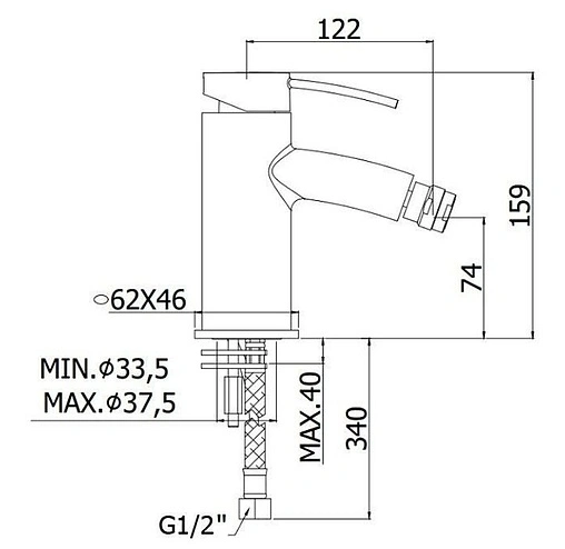 Смеситель для биде Paffoni Berry хром BR131CR Смеситель для биде Paffoni Berry хром BR131CR