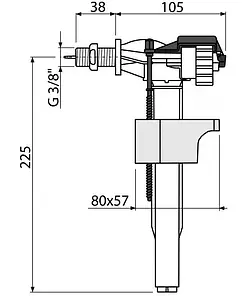 Заливной клапан для бачка ⅜" пластик боковой AlcaPlast A15-⅜" Заливной клапан для бачка ⅜" пластик боковой AlcaPlast A15-⅜", 2