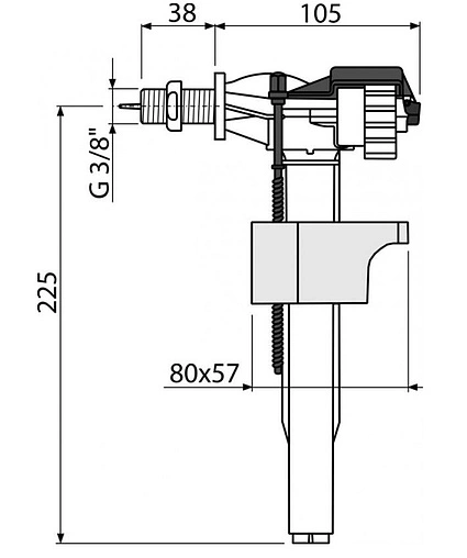 Заливной клапан для бачка ⅜" пластик боковой AlcaPlast A15-⅜"