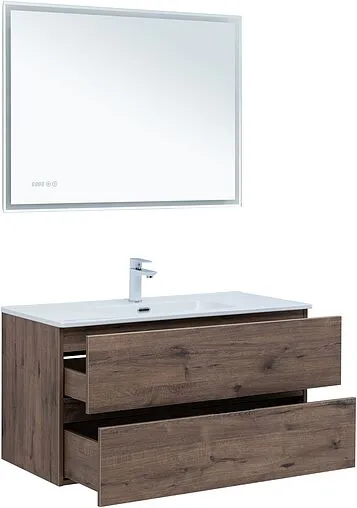 Тумба под умывальник подвесная Aquanet Алвита New 100 дуб веллингтон/табак 00334188