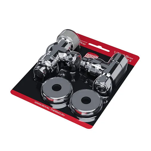 Комплект вентилей терморегулирующих осевых 15x1.0 x ½"н Royal Thermo Design Pro хром RATVXO11215CH Комплект вентилей терморегулирующих осевых 15x1.0 x ½"н Royal Thermo Design Pro хром RATVXO11215CH
