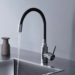 Смеситель для кухни с гибким изливом Dorff Logic хром/чёрный D3007622, 4