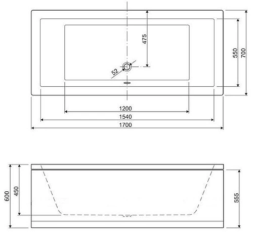 Ванна акриловая Cezares Plane 170x70 Ванна акриловая Cezares Plane 170x70