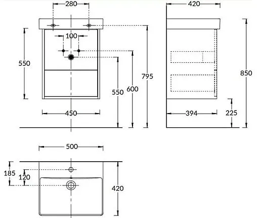 Тумба-умывальник подвесная Kerama Marazzi Pro 50 белый матовый PRO.50.2\WHT+PROR.wb.50