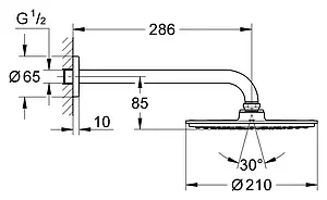 Лейка верхнего душа с настенным креплением Grohe Rainshower Cosmopolitan 210 хром 26052000 Лейка верхнего душа с настенным креплением Grohe Rainshower Cosmopolitan 210 хром 26052000, 2