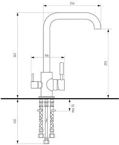 Смеситель для кухни с подключением к фильтру Ulgran бетон UQ-019-05 Смеситель для кухни с подключением к фильтру Ulgran бетон UQ-019-05, 2
