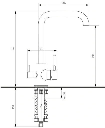 Смеситель для кухни с подключением к фильтру Ulgran песочный U-019-302