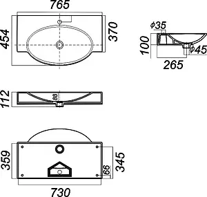 Раковина Sanita Luxe Infinity 76 белый INF76SLWB01KR Раковина Sanita Luxe Infinity 76 белый INF76SLWB01KR, 2