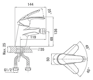 Смеситель для биде D&K Augsburg Bayern хром DA1122201 Смеситель для биде D&K Augsburg Bayern хром DA1122201, 2