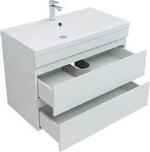 Тумба-умывальник подвесная Aquanet Нота New 90 белый глянец 00335419+00284114 Тумба-умывальник подвесная Aquanet Нота New 90 белый глянец 00335419+00284114, 4