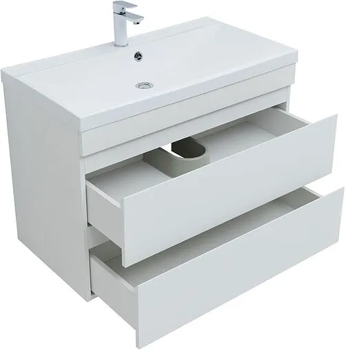 Тумба-умывальник подвесная Aquanet Нота New 90 белый глянец 00335419+00284114