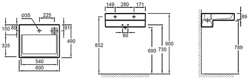 Раковина Jacob Delafon Terrace 60 белый EXE112-00