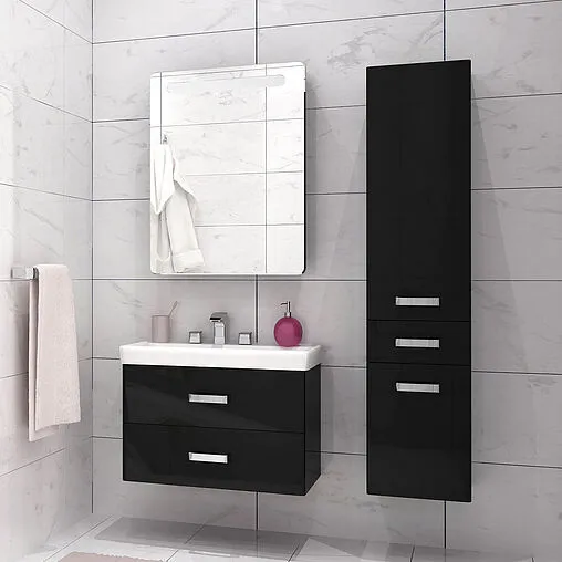 Шкаф-пенал подвесной с бельевой корзиной Aquaton Америна 35 чёрный 1A135203AM950 Шкаф-пенал подвесной с бельевой корзиной Aquaton Америна 35 чёрный 1A135203AM950