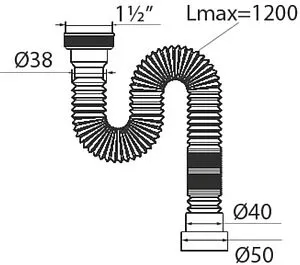 Сифон гофрированный для мойки VIRPlast Мини Элит 30986254 Сифон гофрированный для мойки VIRPlast Мини Элит 30986254, 2