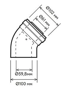 Колено для дымохода Ø 60/100мм ∠ 45° (Al) Arderia 2601223, 2
