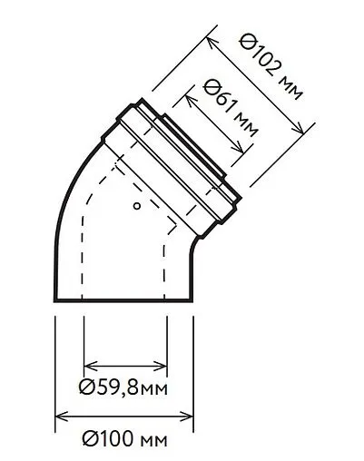 Колено для дымохода Ø 60/100мм ∠ 45° (Al) Arderia 2601223