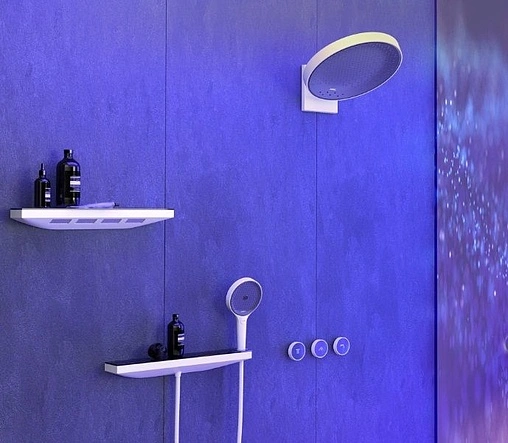 Шланговое подключение с держателем и полкой Hansgrohe Rainfinity Porter 500 R хром 26858000