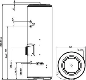 Бойлер косвенного нагрева с возможностью установки ТЭНа Atlantic 200 HSK (46 кВт) 886074, 2