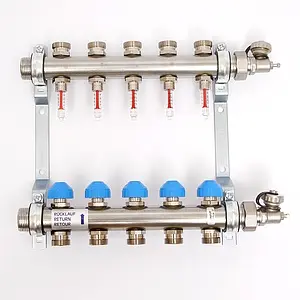 Группа коллекторная с расходомерами 5 отводов 1&quot;н/н x ¾&quot;ек Uni-fitt 455W4305, 1