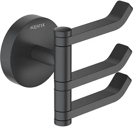 Крючок поворотный тройной Aquatek Бетта чёрный матовый AQ4632MB