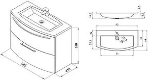 Тумба-умывальник подвесная Aquanet Лонг 120 белый глянец 00187921+НФ-00006753, 2
