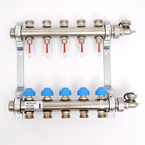 Группа коллекторная с расходомерами 5 отводов 1&quot;н/н x 3/4&quot;ек Uni-fitt 455W4305