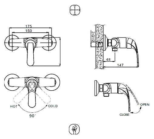 Смеситель для душа Bravat Fit хром F9135188CP-01-RUS Смеситель для душа Bravat Fit хром F9135188CP-01-RUS