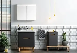 Тумба-умывальник VitrA Sento 80 антрацит/светлое дерево 60836, 4