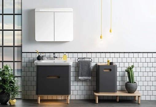 Тумба-умывальник VitrA Sento 80 антрацит/светлое дерево 60836