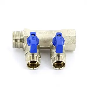 Коллектор запорный проходной 2 отвода ¾"в/н x ½"к Tiemme NINO 1820004 Коллектор запорный проходной 2 отвода ¾"в/н x ½"к Tiemme NINO 1820004, 1