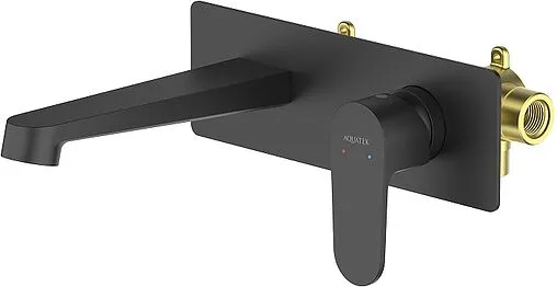 Смеситель для раковины из стены Aquatek Оберон чёрный матовый AQ1213MB