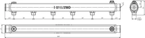 Коллектор распределительный проходной 6 отводов 1"в/в x ½"н Valtec VTc.510.SS.060406 Коллектор распределительный проходной 6 отводов 1"в/в x ½"н Valtec VTc.510.SS.060406