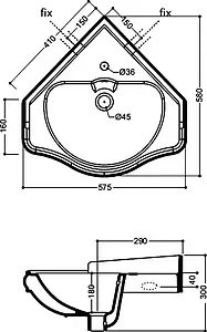 Раковина Kerasan Retro 57 белый 103201*1, 2