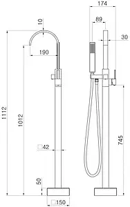Смеситель для ванны напольный Swedbe Spira хром 4003 Смеситель для ванны напольный Swedbe Spira хром 4003, 2
