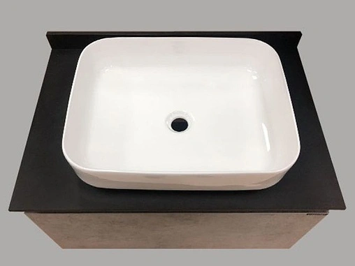 Тумба-умывальник подвесная Comforty Эдинбург 75 бетон светлый/чёрный 00004149066CF