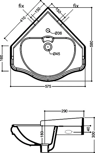 Раковина Kerasan Retro 57 белый 103201*1