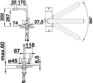 Смеситель для кухни с подключением к фильтру Blanco Fontas II чёрный матовый 526781 Смеситель для кухни с подключением к фильтру Blanco Fontas II чёрный матовый 526781, 2
