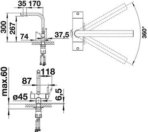 Смеситель для кухни с подключением к фильтру Blanco Fontas II кофе/хром 525144 Смеситель для кухни с подключением к фильтру Blanco Fontas II кофе/хром 525144, 2