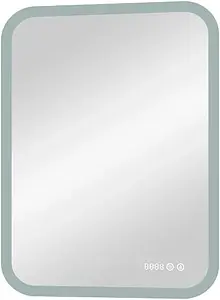 Зеркало с подсветкой Continent Glamour Led 60x80 с часами, с подогревом белый ЗЛП264, 2