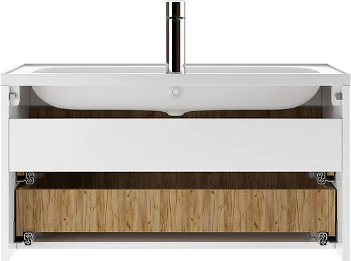 Тумба-умывальник подвесной Домино Senator 80 белый/дуб вотан DS4302T+4670142930273