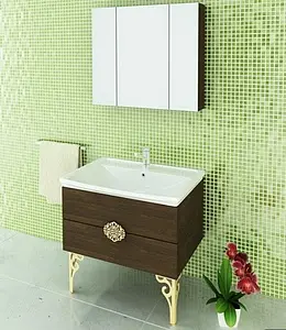 Тумба-умывальник подвесная Comforty Римини 80 венге/золото, 4